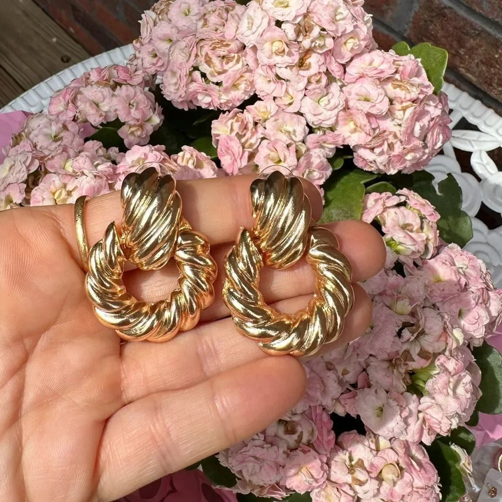 Modern Gold Twisted Earrings - Picture 14 of 14